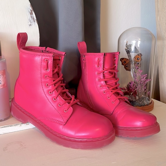Dr. Martens Shoes - Dr. Martens Delaney Hot Pink Barbie Combat Boots